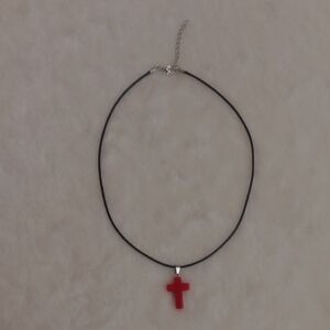 Elegant Red Cross Pendant Necklace